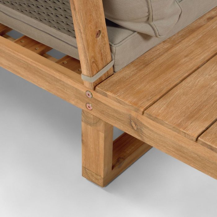 Set Sofá Mesa Exterior Tejido Madera Beige/Natural, 230 Cm