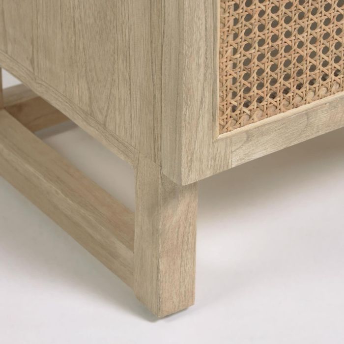 Mesita de Noche Madera Mindi Ratán Natural, 48 Cm