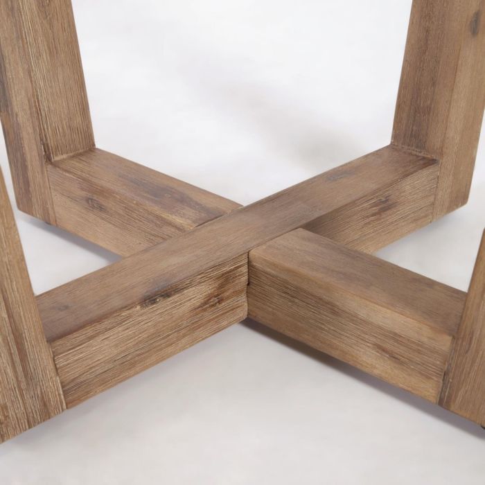Mesa Jardín Redonda Terrazo Blanco Madera Acacia, 120 Cm