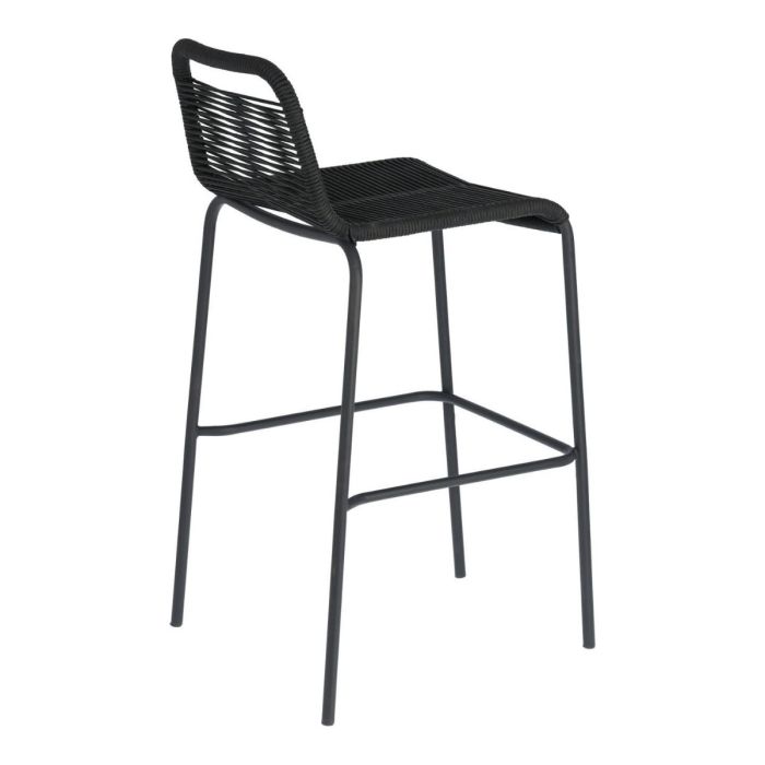 Taburete Cuerda Negro Acero Acabado Negro, 53 Cm