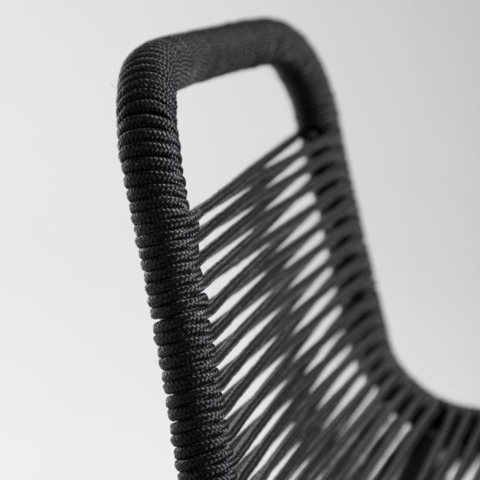 Taburete Cuerda Negro Acero Acabado Negro, 53 Cm