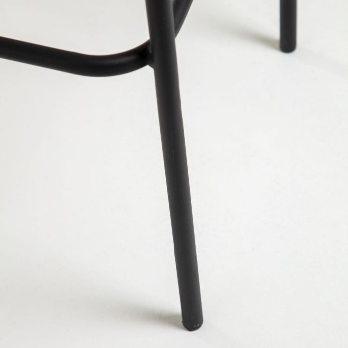 Taburete Cuerda Negro Acero Acabado Negro, 53 Cm