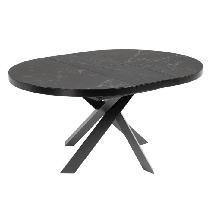 Mesa Comedor Redonda Extensible Vashti Negro,  Ø 120 (160) Cm
