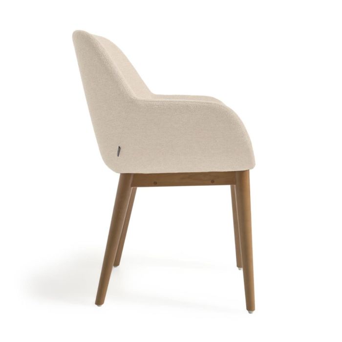 Silla Tejido Beige Madera Fresno Acabado Oscuro, 59 Cm