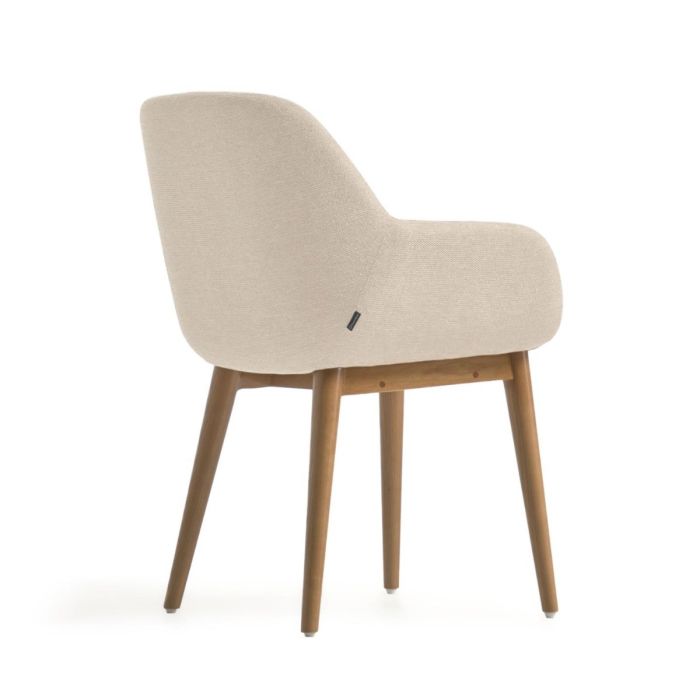 Silla Tejido Beige Madera Fresno Acabado Oscuro, 59 Cm