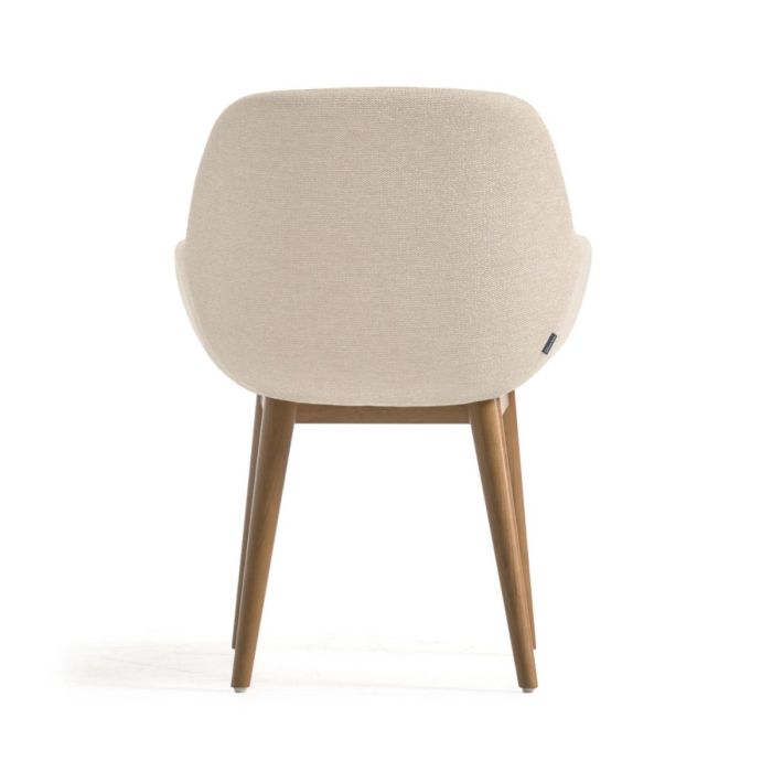 Silla Tejido Beige Madera Fresno Acabado Oscuro, 59 Cm