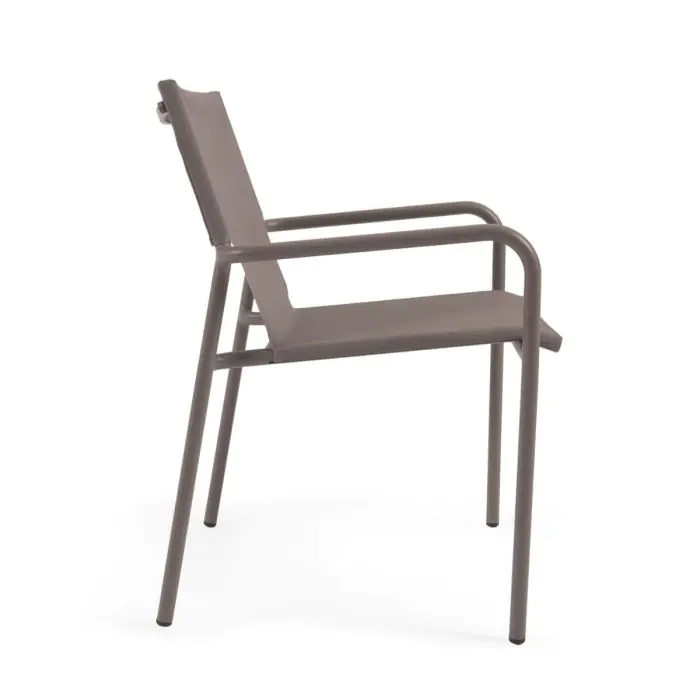 Silla de Exterior Zaltana Estilo Industrial Marrón Mate Aluminio, 60 Cm