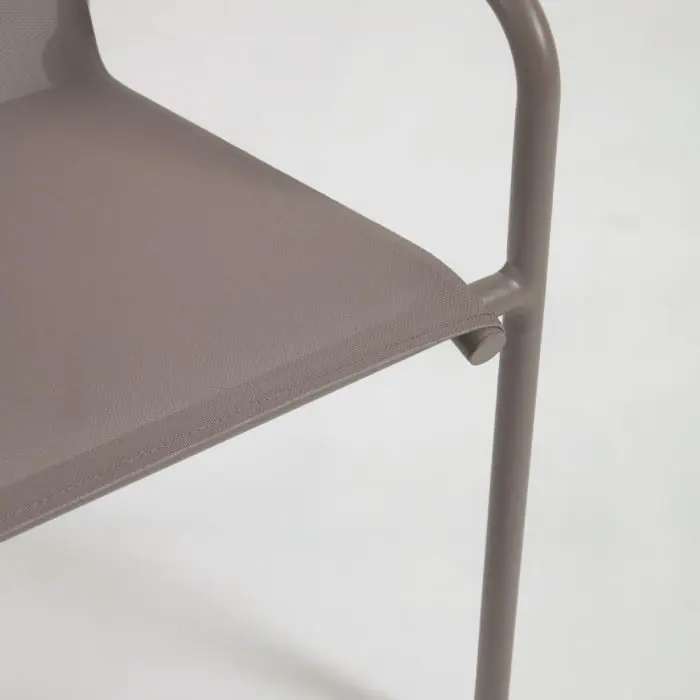 Silla de Exterior Aluminio Marrón Mate, 60 Cm
