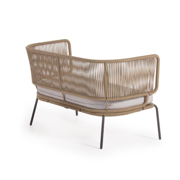 Sofá 2 plazas Cuerda Beige Acero Galvanizado, 135 Cm