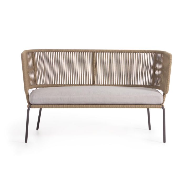 Sofá Nadin 2 plazas Estilo Nórdico Beige Cuerda Acero Galvanizado, 135 Cm