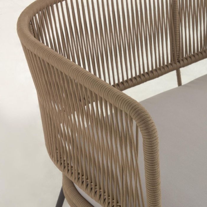 Sofá 2 plazas Cuerda Beige Acero Galvanizado, 135 Cm
