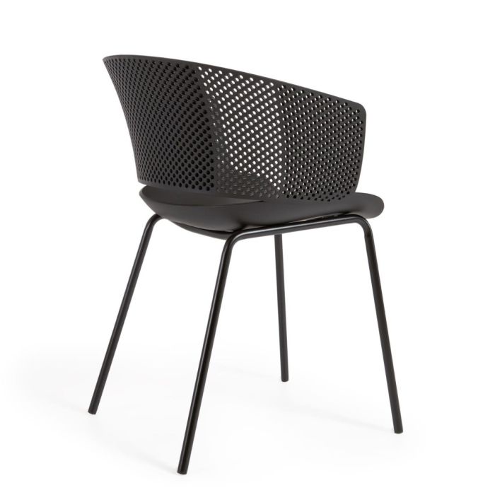 Silla de Exterior Polipropileno Acero Negro, 76 Cm