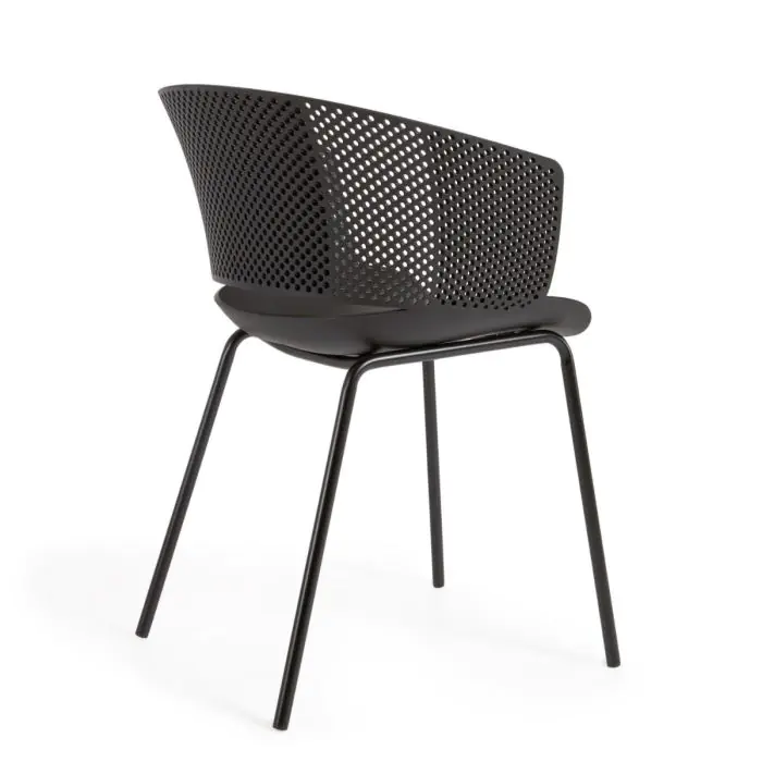 Silla de Exterior Polipropileno Acero Negro, 76 Cm