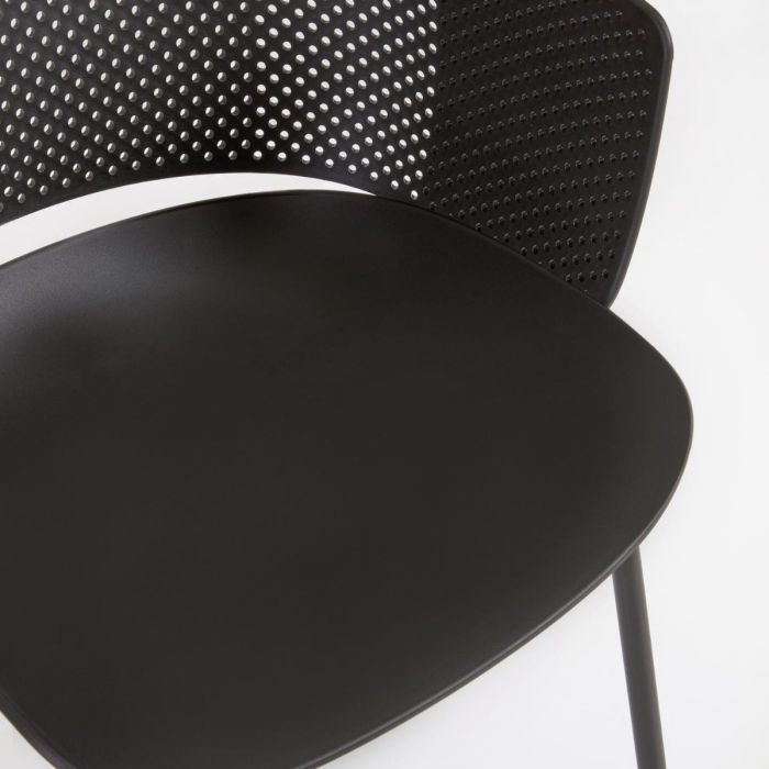 Silla de Exterior Polipropileno Acero Negro, 76 Cm
