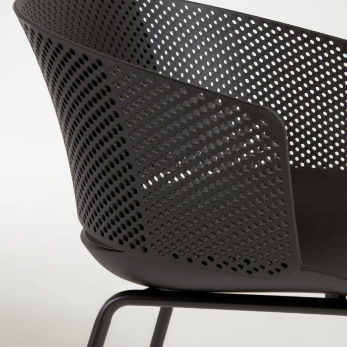 Silla de Exterior Polipropileno Acero Negro, 76 Cm