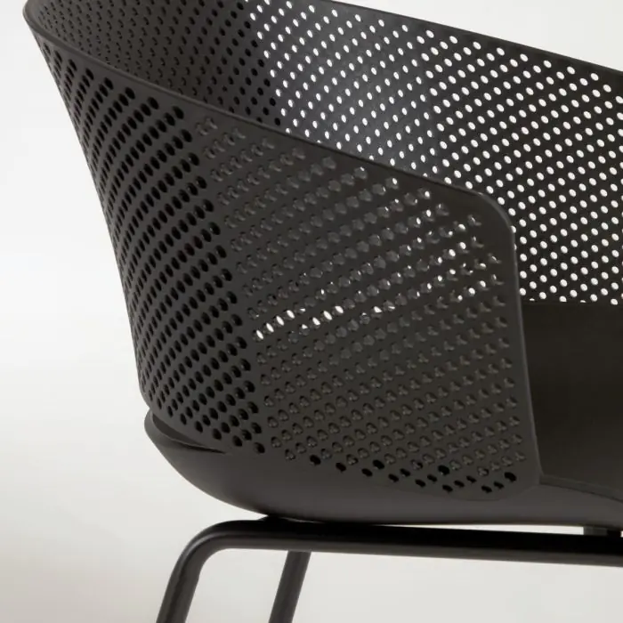 Silla de Exterior Polipropileno Acero Negro, 76 Cm
