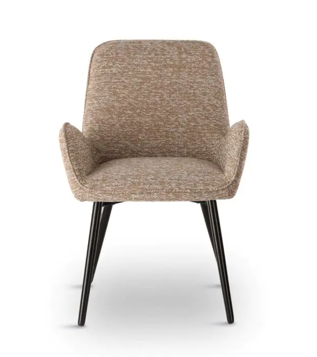 Silla Tapizado Tela Beige Jaspeado Patas Hierro, 58 Cm
