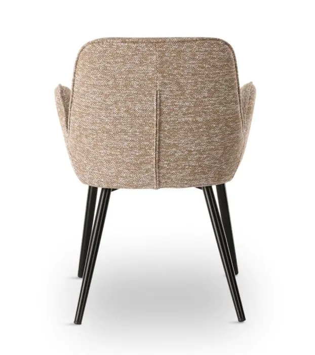 Silla Tapizado Tela Beige Jaspeado Patas Hierro, 58 Cm