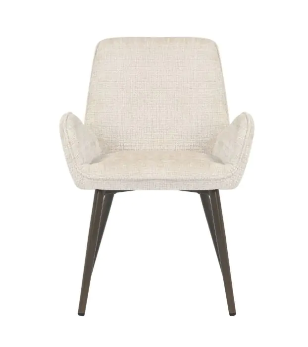 Silla Tapizado Tela Marfil Patas Hierro, 58 Cm