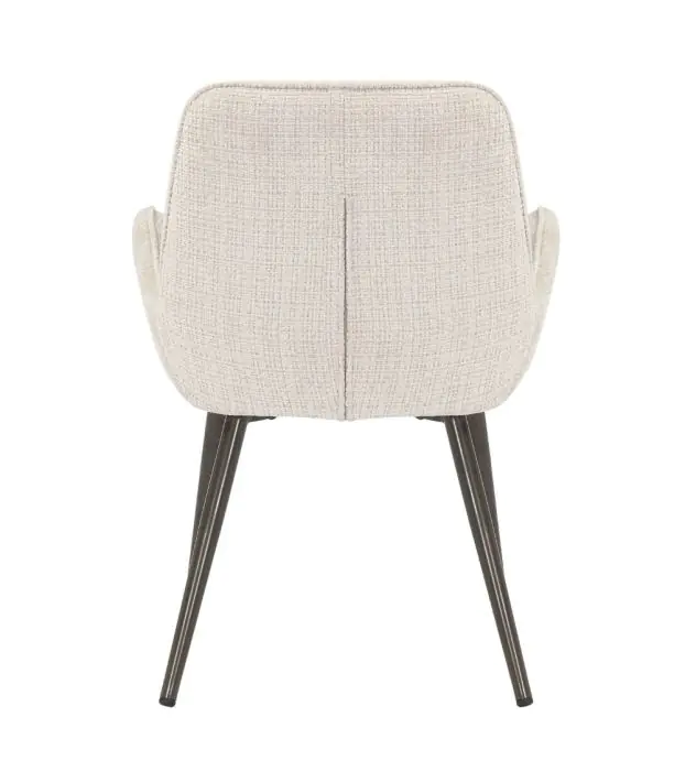Silla Tapizado Tela Marfil Patas Hierro, 58 Cm