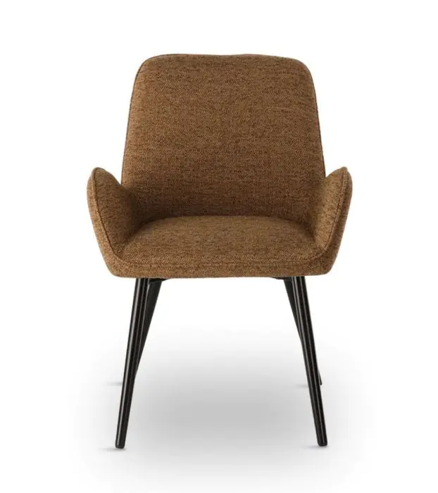Silla Tapizado Tela Marrón Claro Patas Hierro, 58 Cm