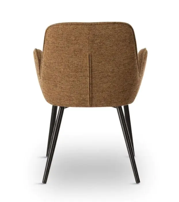 Silla Tapizado Tela Marrón Claro Patas Hierro, 58 Cm
