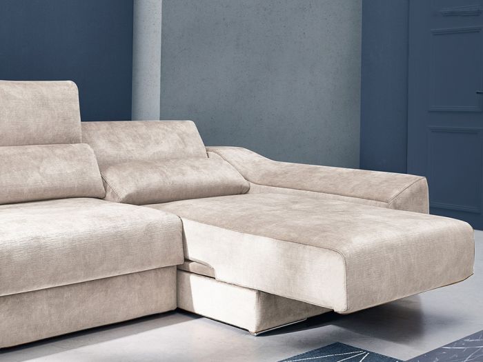 Sofá Chaiselong Deslizante Color Beige, 302 Cm