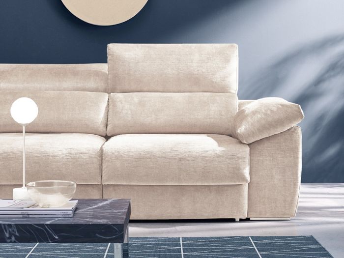 Sofá Chaiselong Deslizante Color Beige, 302 Cm