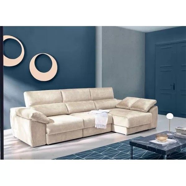 Sofá Chaiselong Deslizante Color Beige, 302 Cm