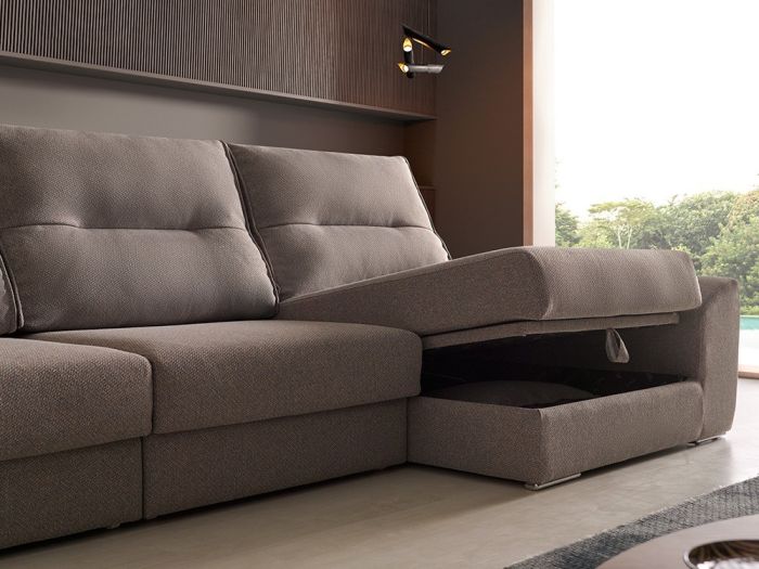 Sofá Chaise Longue Deslizante Derecho Beige, 292 Cm