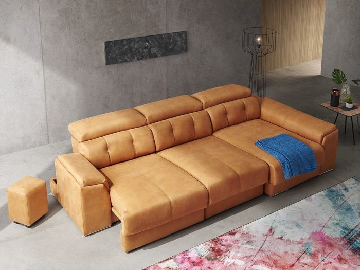 Sofá Chaiselong Deslizante Naranja, 300 Cm