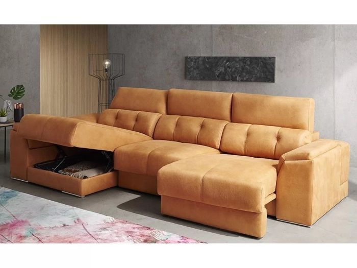 Sofá Chaiselong Deslizante Naranja, 300 Cm