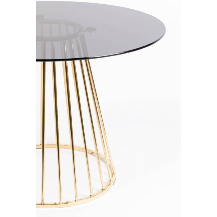 Mesa de Comedor Floris Estilo Art Decó Humo/Dorado