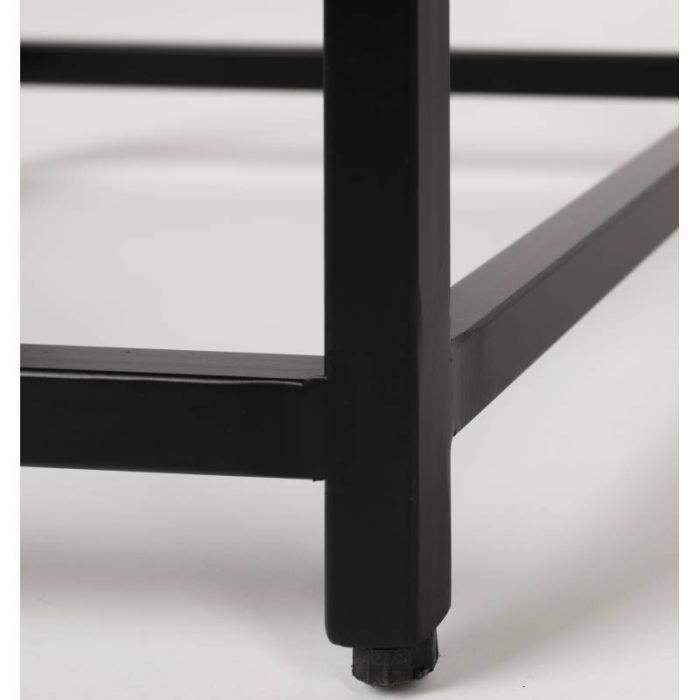 Mesa Auxiliar/Mesita Noche Madera Mango Hierro Negro, 35 Cm