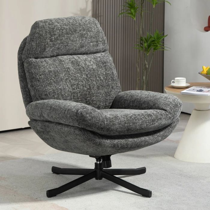 Sillón Reclinable Giratorio Gris, 78 Cm