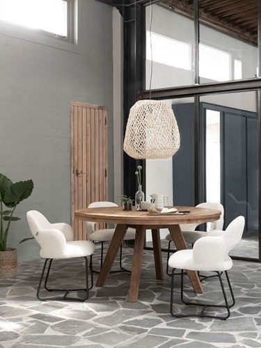 Mesa Comedor Redonda Madera Teca Reciclada, Ø140 Cm