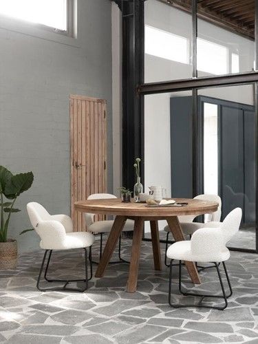 Mesa Comedor Redonda Madera Teca Reciclada, Ø140 Cm