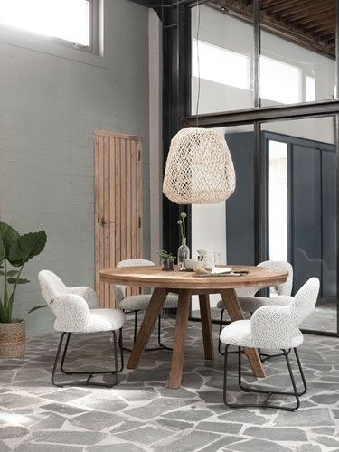 Mesa Comedor Redonda Madera Teca Reciclada, Ø140 Cm