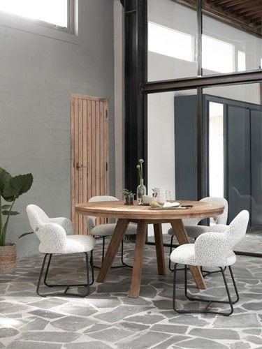 Mesa Comedor Redonda Madera Teca Reciclada, Ø140 Cm