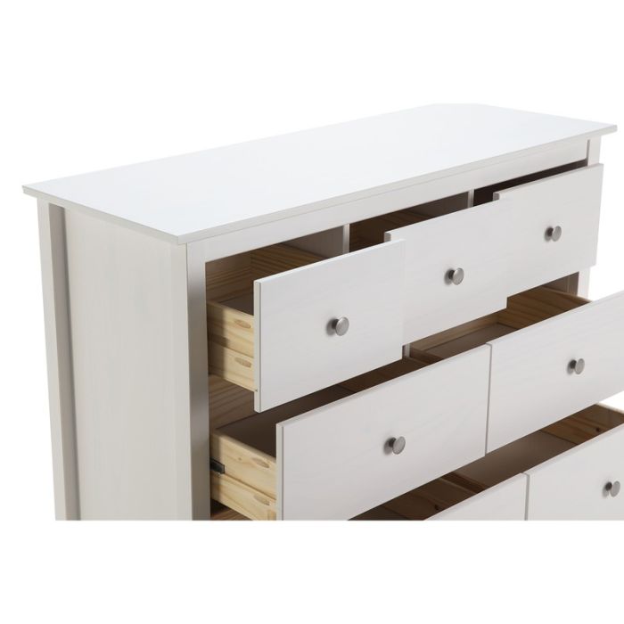 Cómoda Estilo Moderno Madera Pino Blanco, 130 Cm