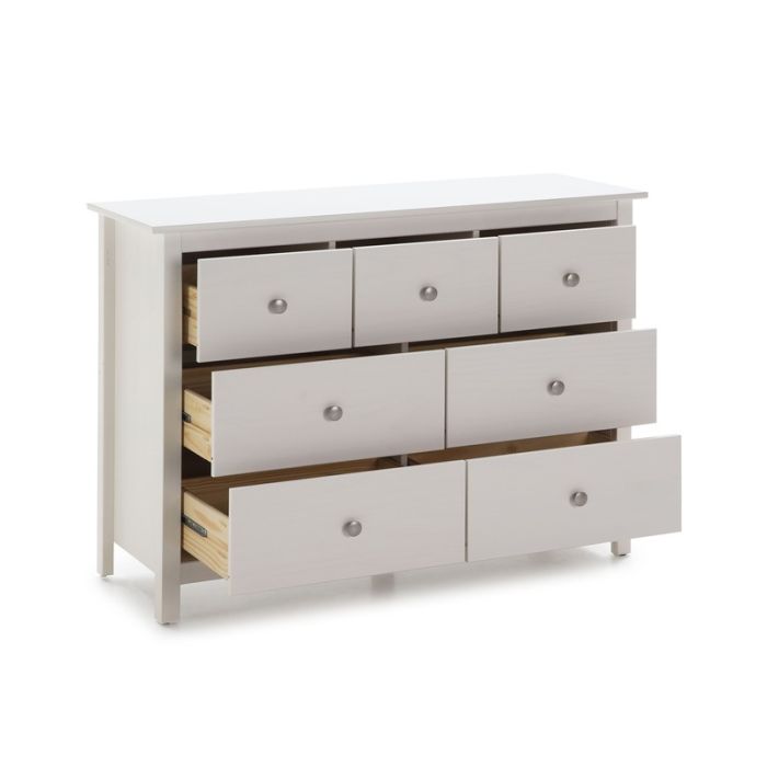 Cómoda Berna 6 C Madera Pino Blanco, 130 Cm