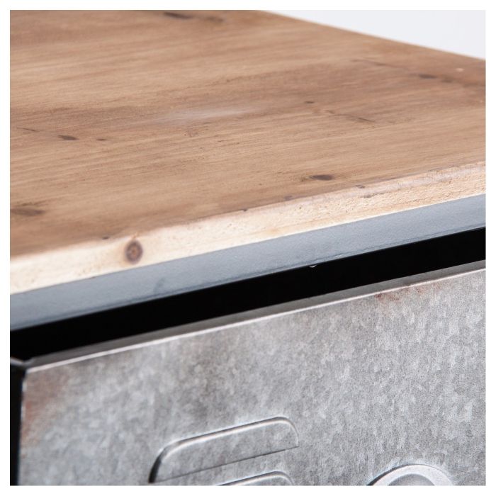 Cómoda Industrial Hierro Madera, Gris Natural, 106 Cm
