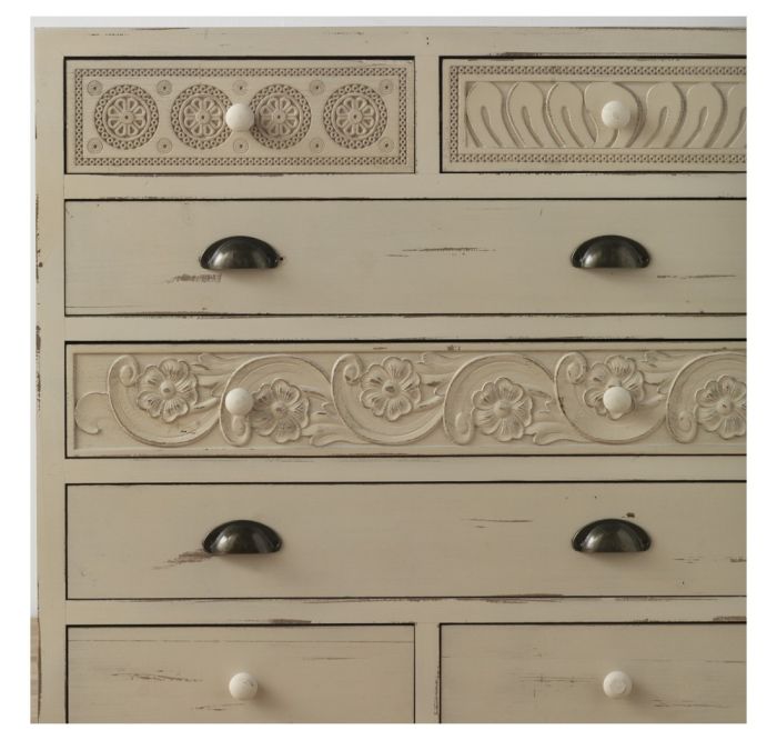 Cómoda Madera Crema Envejecido 80 Cm