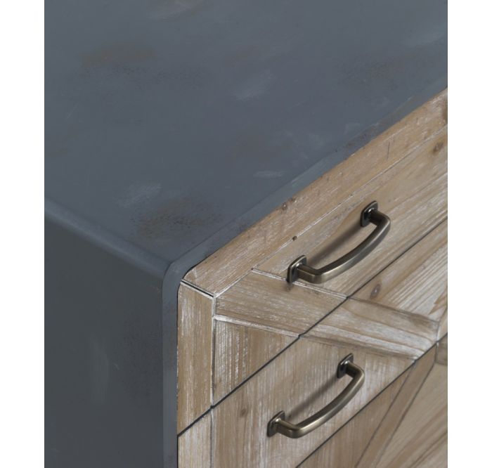 Cómoda Metal Madera Natural Blanqueado 78 Cm