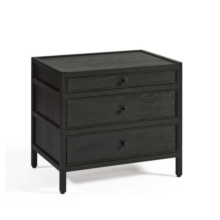 Cómoda en madera de roble negro con 3 cajones 65 cm