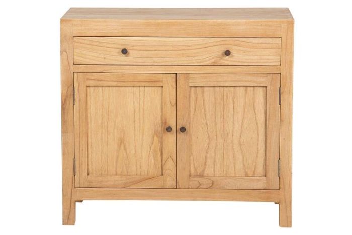 Cómoda de madera natural 1 cajón 2 puertas