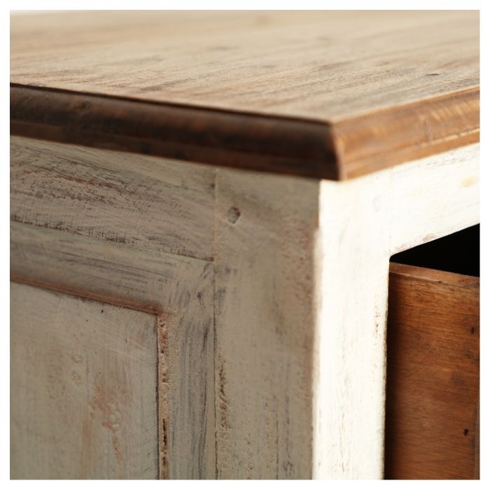 CÓMODA NORWICH Madera blanco decapado 5 cajones