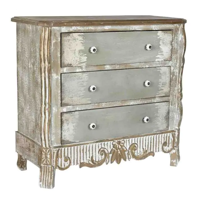 Cómoda Estilo Vintage Gris Madera Abeto Mdf, 91'5 Cm