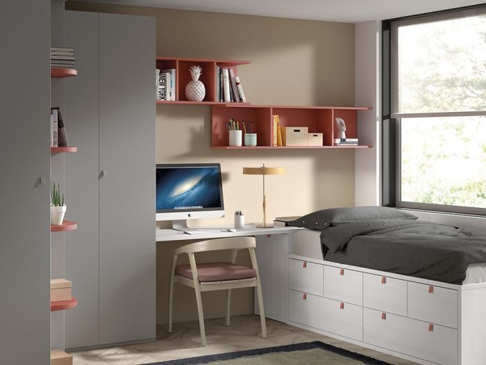 Cama Compacta 90 x 190 con Armario Formas F024