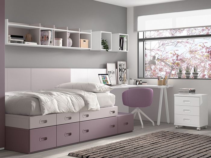 Cama Modular Juvenil con Escritorio Formas F160